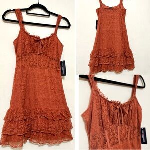 One Clothing Terracotta rust orange Lace mini Dress size M
